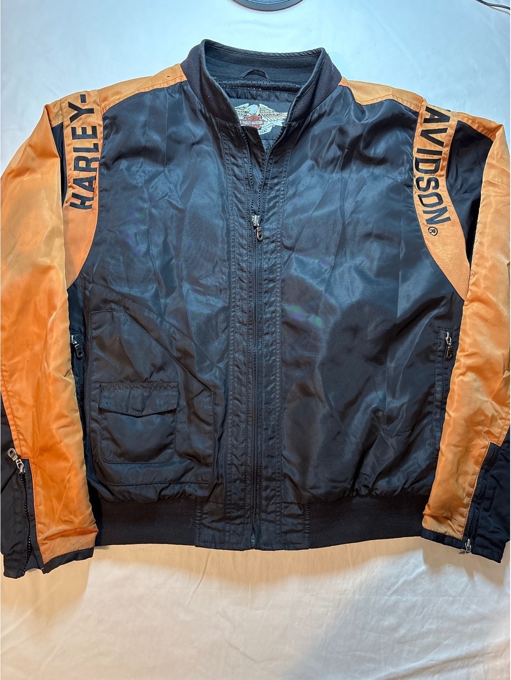 Vintage 2000 Harley Davidson 97068-00V XL Bar Shield Nylon Bomber Jacket